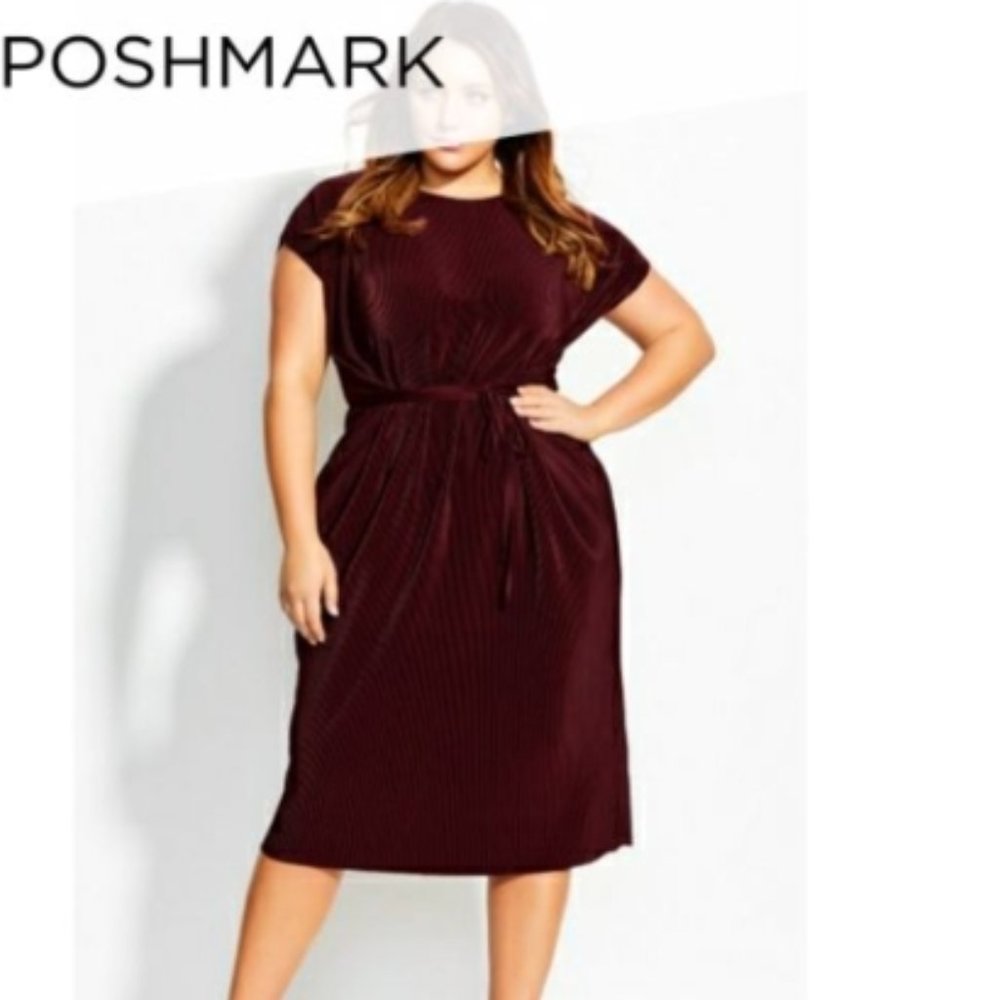NEW City Chic Baby Pleat Dress in Ruby
